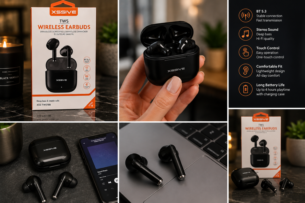 XSSIVE TWS Wireless Earbuds - Bluetooth 5.3 Kopfhörer mit Ladecase