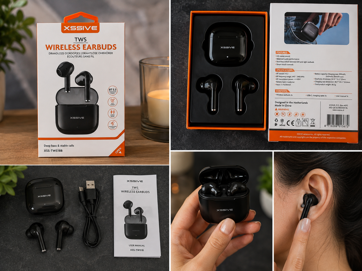 XSSIVE TWS Wireless Earbuds - Bluetooth 5.3 Kopfhörer mit Ladecase