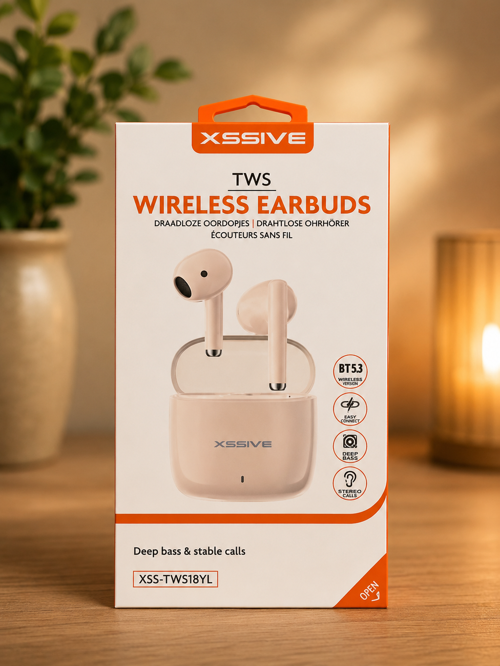 XSSIVE TWS Bluetooth 5.3 Wireless Earbuds - Beige mit Ladecase