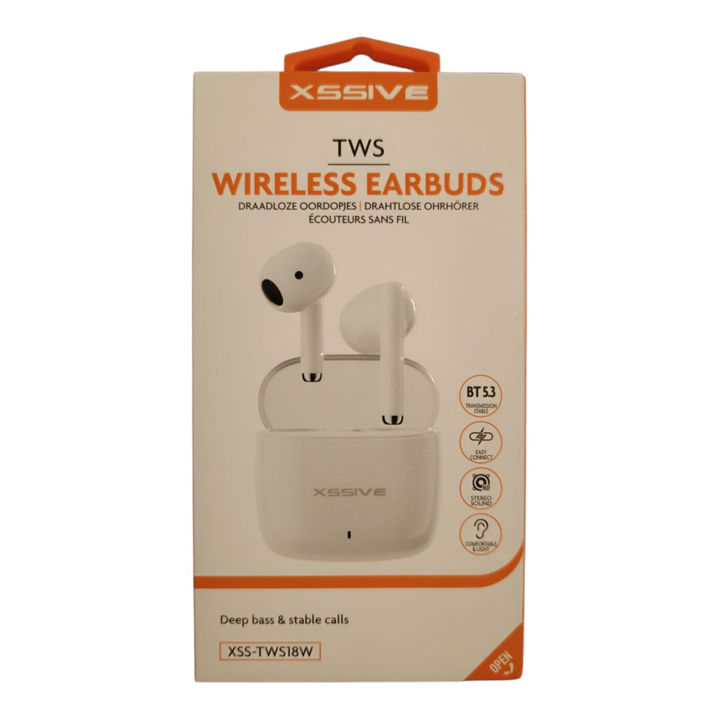 XSSIVE TWS Bluetooth Kopfhörer – Kabellos, Bluetooth 5.3, Ladecase, Weiß