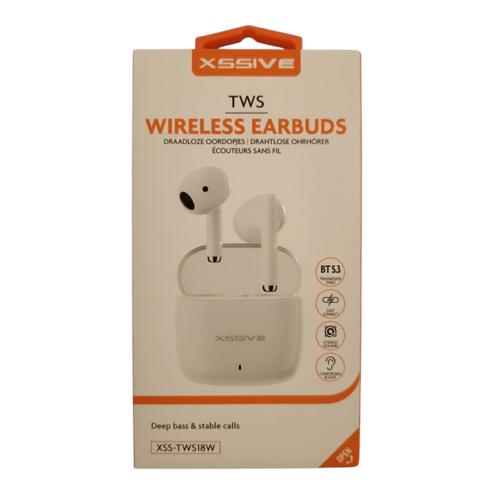 XSSIVE TWS Bluetooth Kopfhörer – Kabellos, Bluetooth 5.3, Ladecase, Weiß