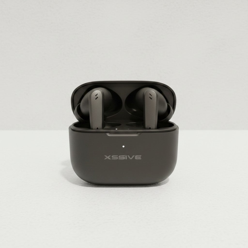 XSSIVE PURE TWS Bluetooth Kopfhörer mit ANC & ENC – Kabellos, Ladecase, 24 Std. Akku, Schwarz