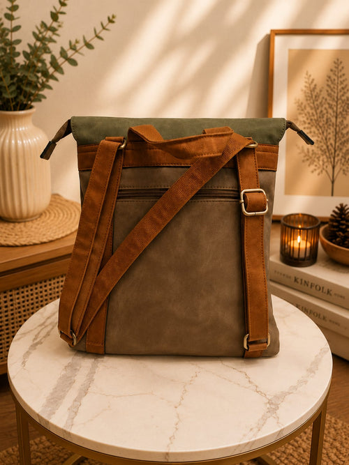 Damen Rucksack aus Kunstleder – Eleganter Vintage Rucksack für Alltag & Freizeit