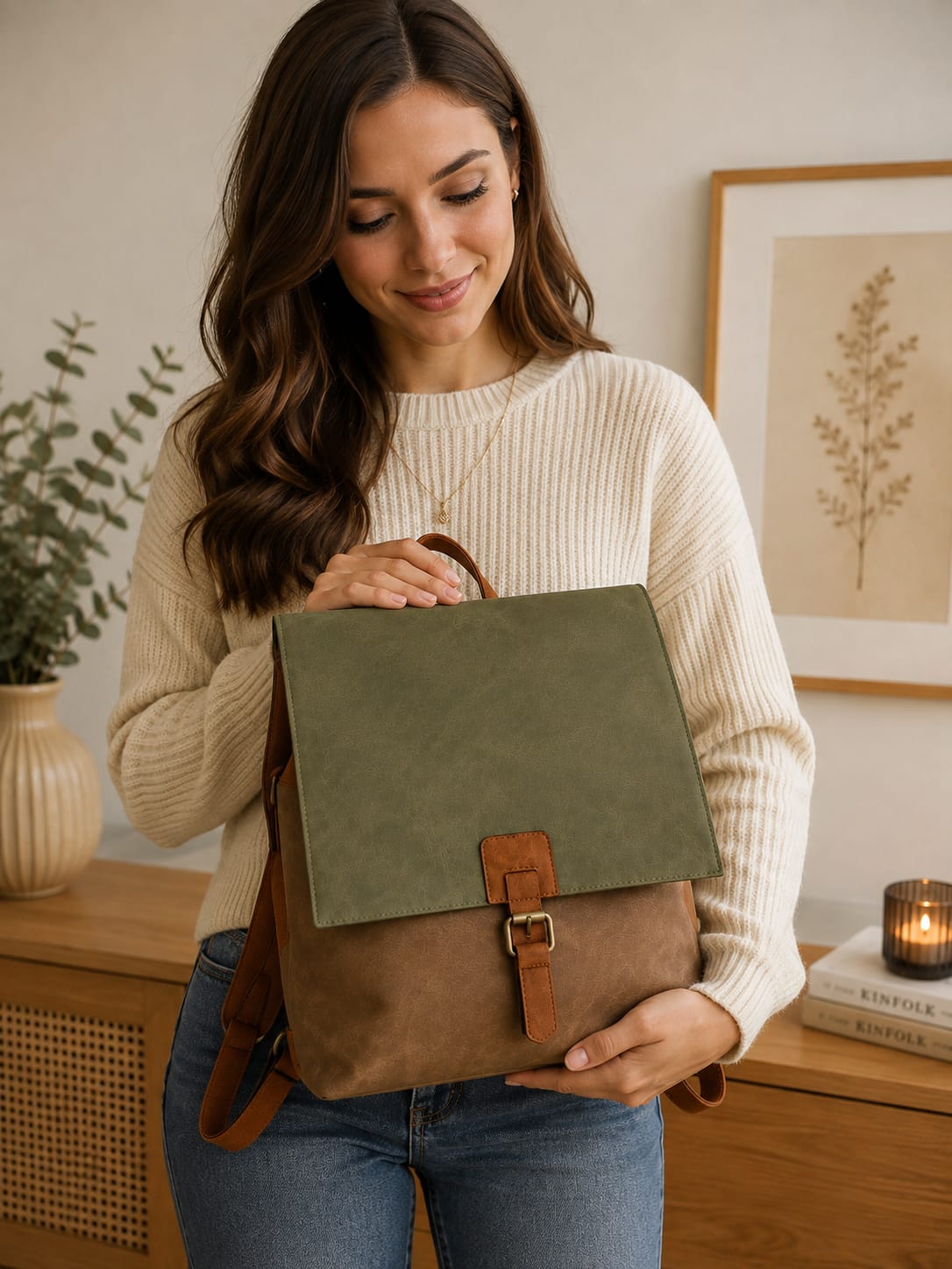 Damen Rucksack aus Kunstleder – Eleganter Vintage Rucksack für Alltag & Freizeit