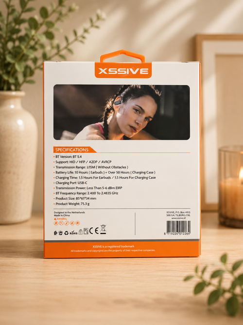 XSSIVE TWS Bluetooth Kopfhörer Kabellos Sport Ohrbügel Ladecase Neu Schwarz