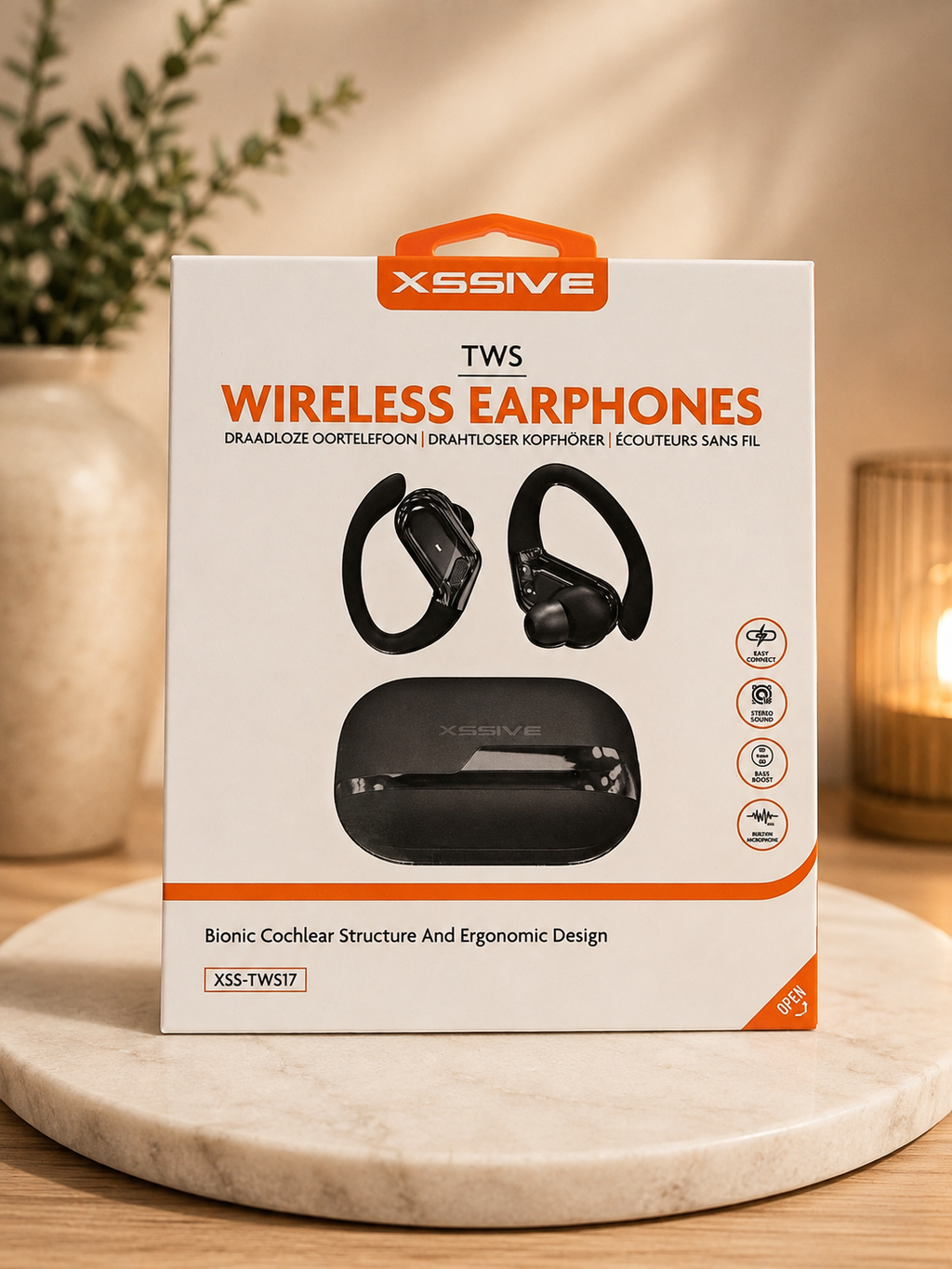 XSSIVE TWS Bluetooth Kopfhörer Kabellos Sport Ohrbügel Ladecase Neu Schwarz