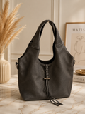 Elegante Damenhandtasche in Dunkelgrau – Stilvolle Schultertasche mit Kosmetiktasche